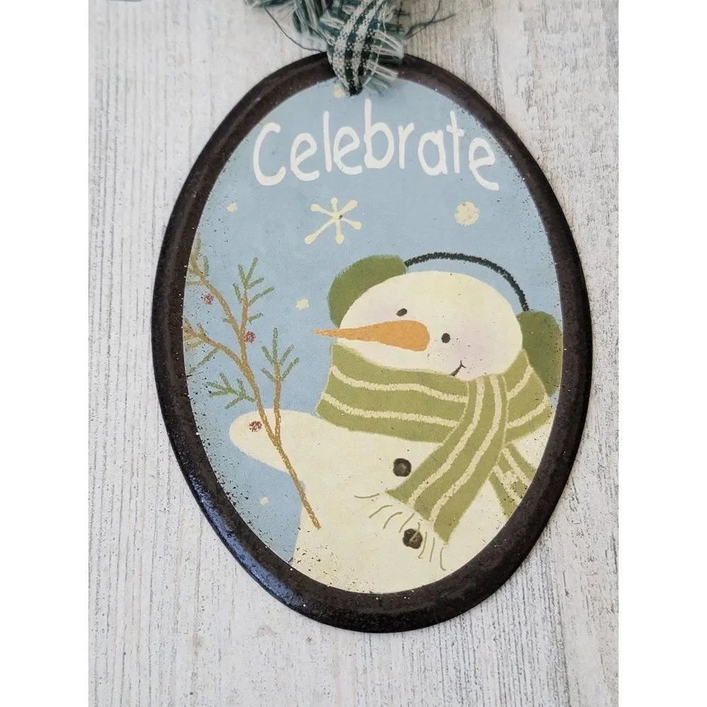 Celebrate‎ snowman mistletoe scarf ornament Xmas decor